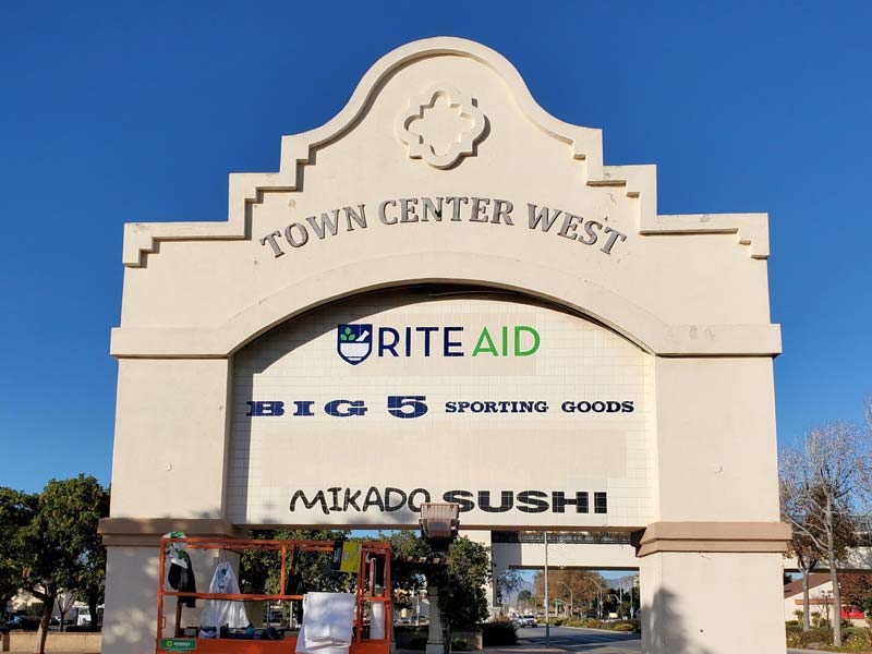 Custom graphic sign for Rite Aid at Town Center West in Santa Maria, CA.