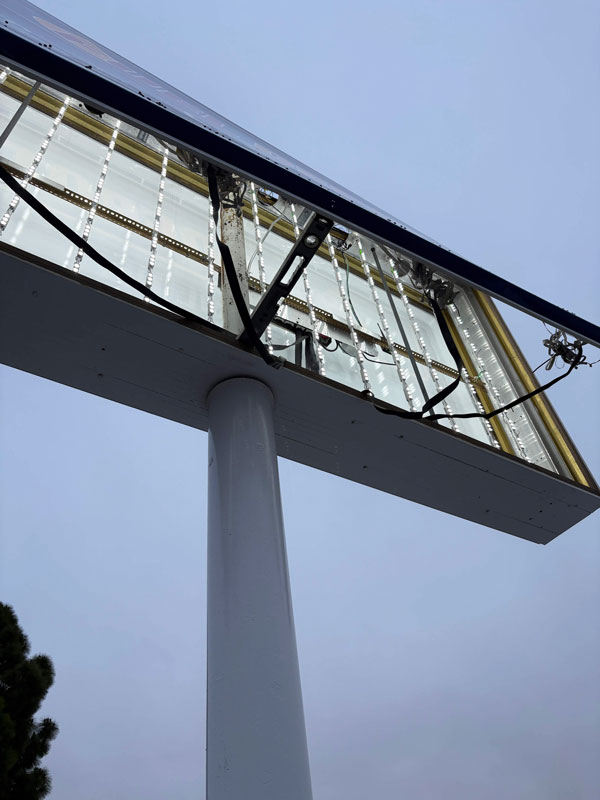 LED modules installed inside double-sided commercial sign cabinet during retrofit project