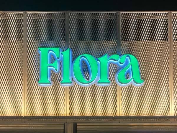 Illuminated channel letter sign for Flora in Los Angeles CA by Dave’s Signs